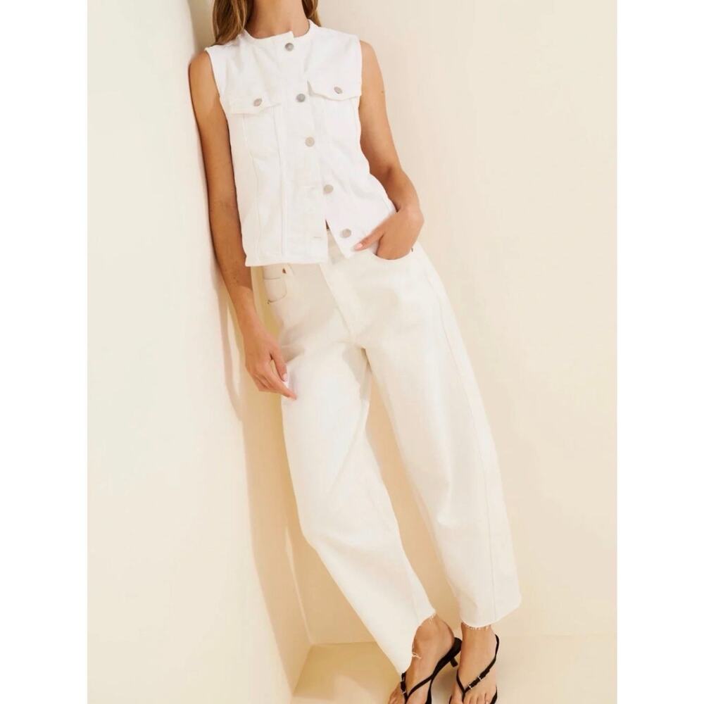 Anthropologie Pilcro White Denim Button Front Vest Size Small